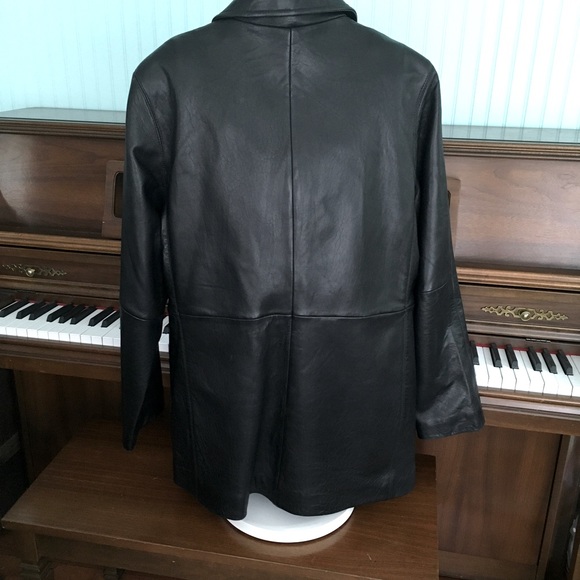 100% leather black button up jacket - Picture 3 of 7